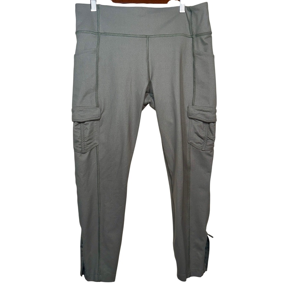 Lululemon Cargo Leggings Womens 12 Sage Green Olive Utility Pants Ankle Zip